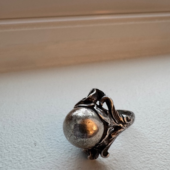 Antique Sterling Silver Art Nouveau Floral Perfume‎ Ring – Size 6.75 - Picture 11 of 12